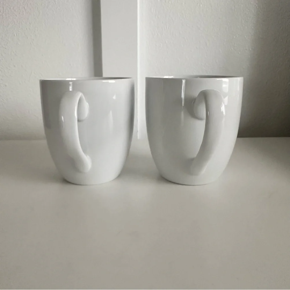 CRATE & BARREL Indonesia White 16oz Large Aspen Coffee Mugs Cups Replacements